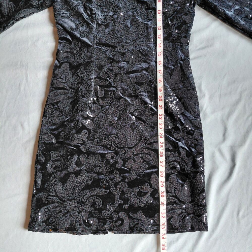 Y2K Whimsigoth Black Sequin Prom Dress L Bodycon Cutout Goth Glam Dark Feminine - Picture 11 of 15